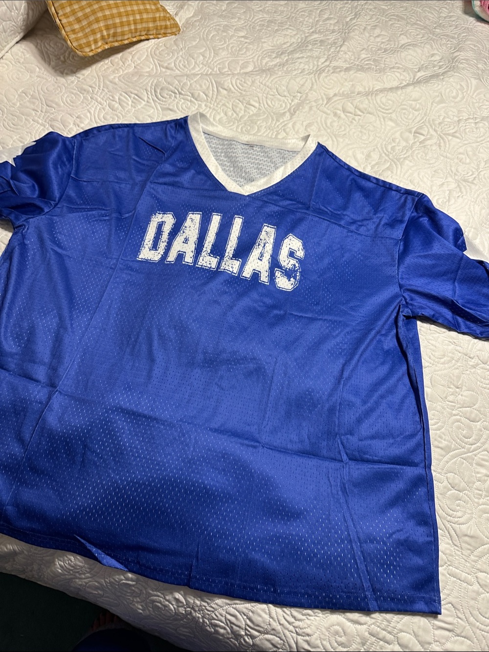 Blue 'Dallas' V-Neck Sports Jersey
